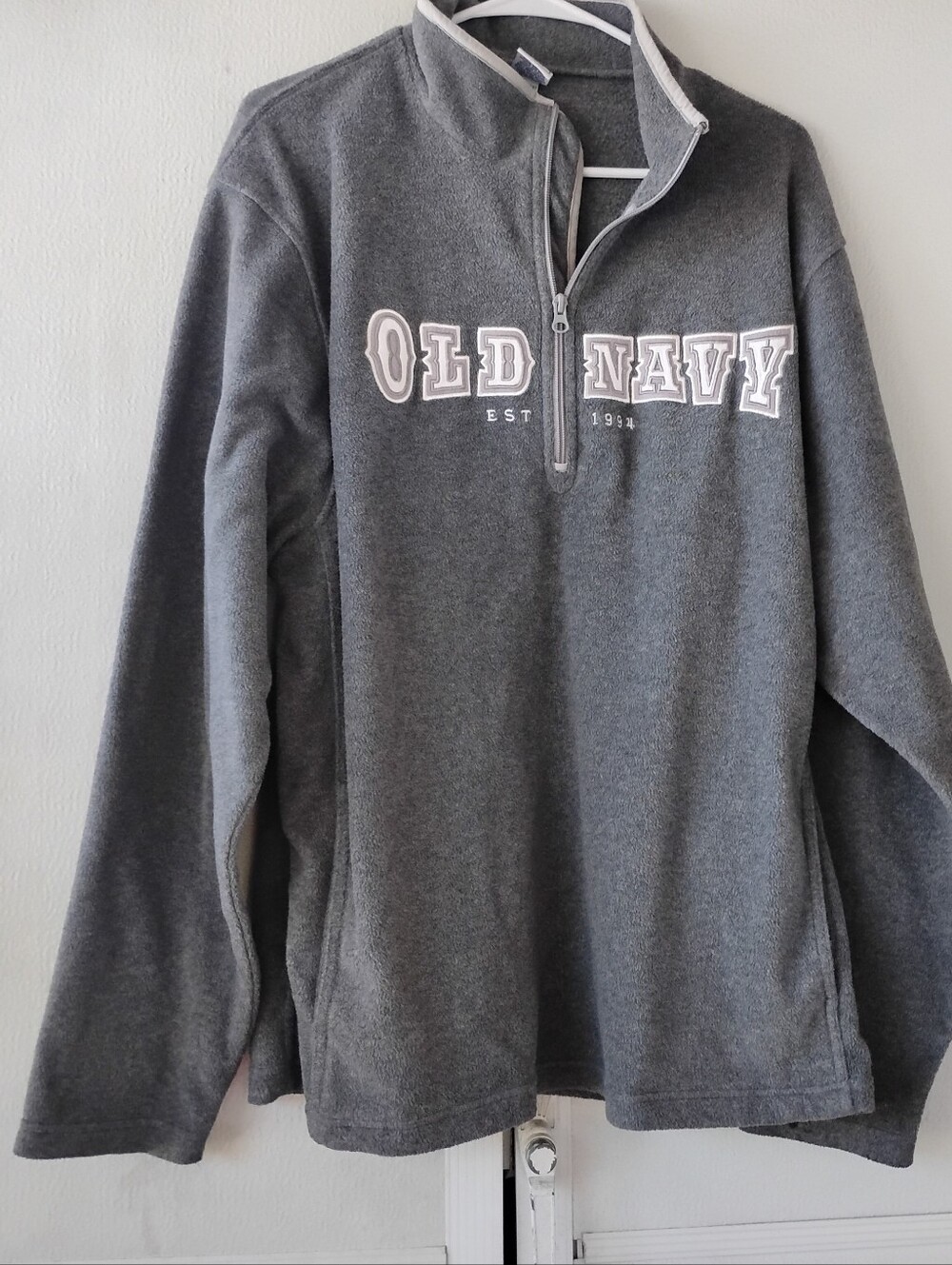 Old Navy Men's Dark Gray Quarter-Zip Logo Pullover